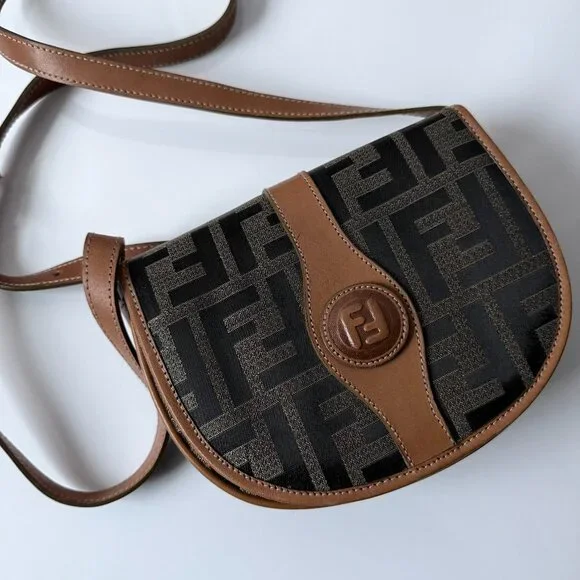 Vintage Zucca Print Saddle Bag | Monogram Logo 90s Style - Picture 1 of 13